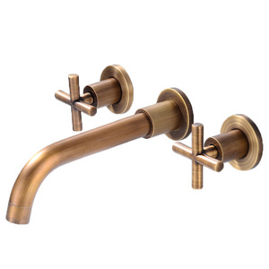 Bronze Buried Wall Basin Faucet Embedded Wall Dark Installed Cold and Hot Water Bathroom Washbasin Faucet