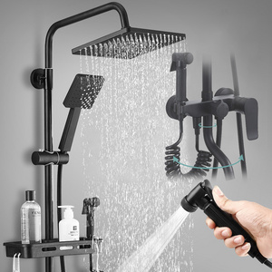 Black Shower Set Full Copper Bathroom Bathroom Concealed Bathroom Shower Head Faucet