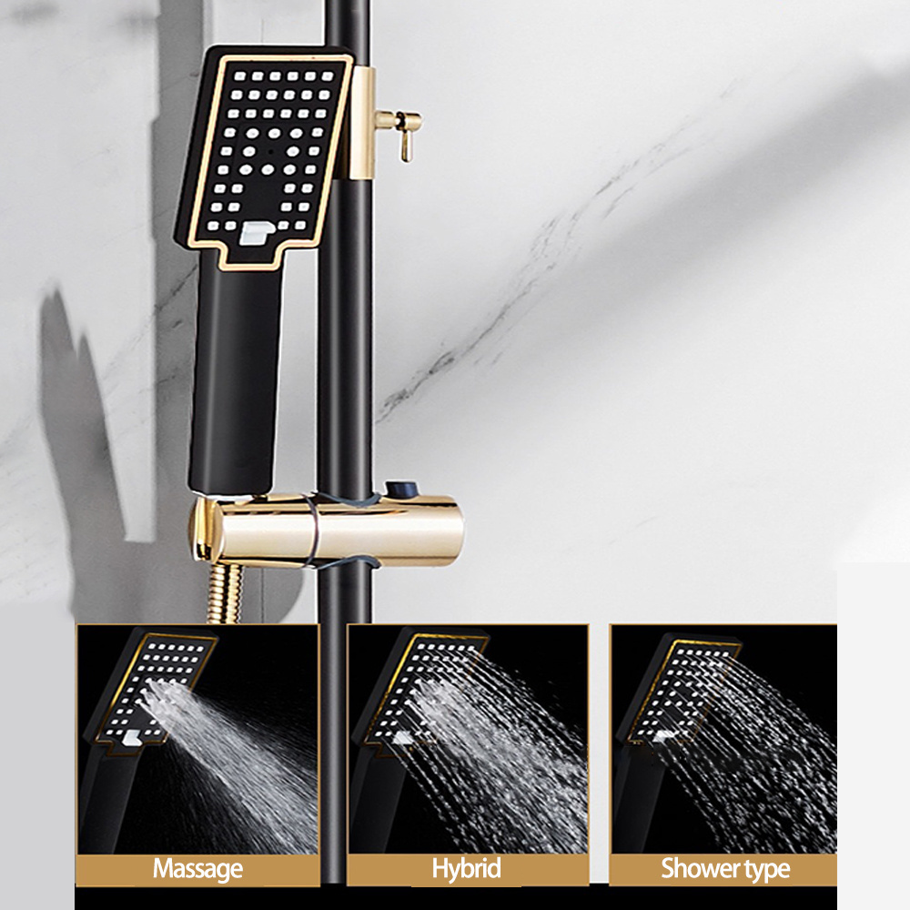 Black Shower Set Full Copper Bathroom Bathroom Concealed Bathroom Shower Head Faucet