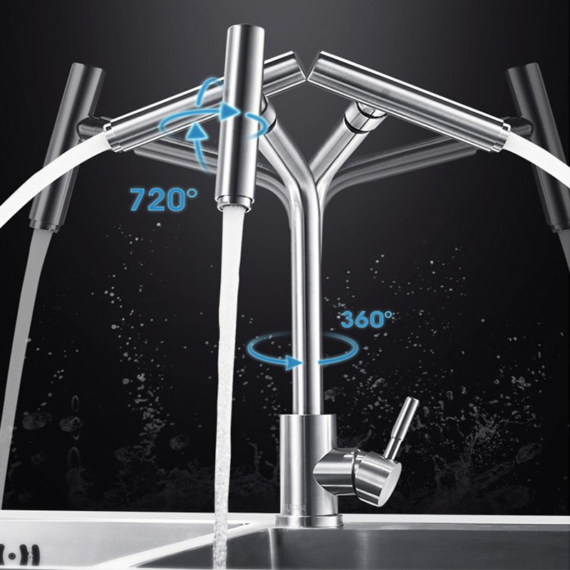 LETO Hot Sale 360 Swivel Tap Household Stainless Steel Faucet Kitchen Hot and Cold Faucet