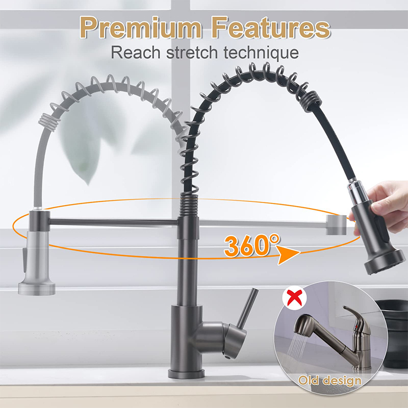 304 Stainless Steel American Style Spring Pull Faucet Kitchen Hot And Cold Faucet