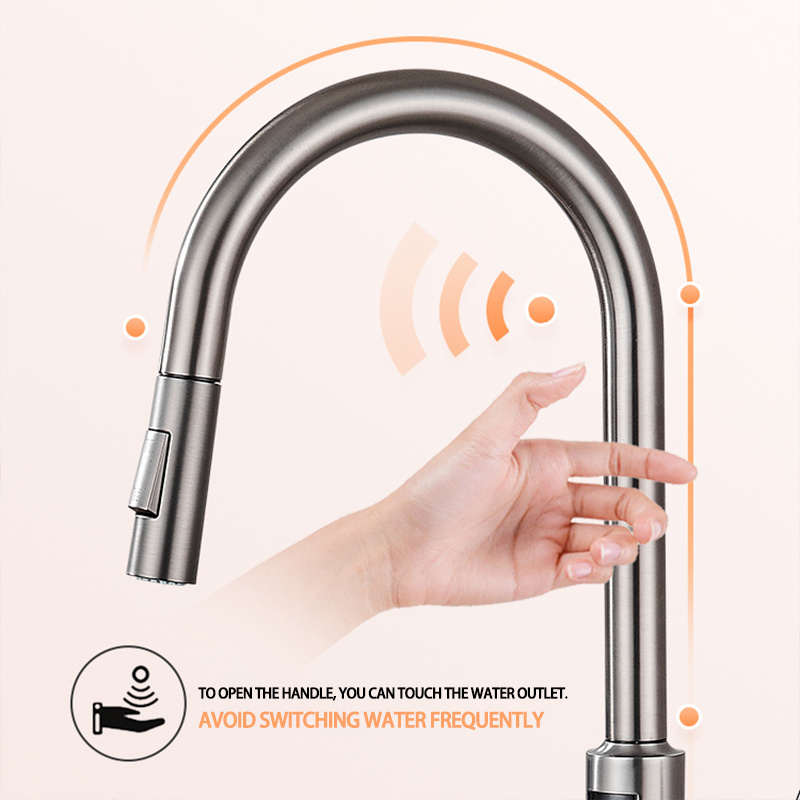 Home Intelligent Digital Display Kitchen Faucet Hot And Cold Pull-Out Induction Faucet Touch Sense Faucets