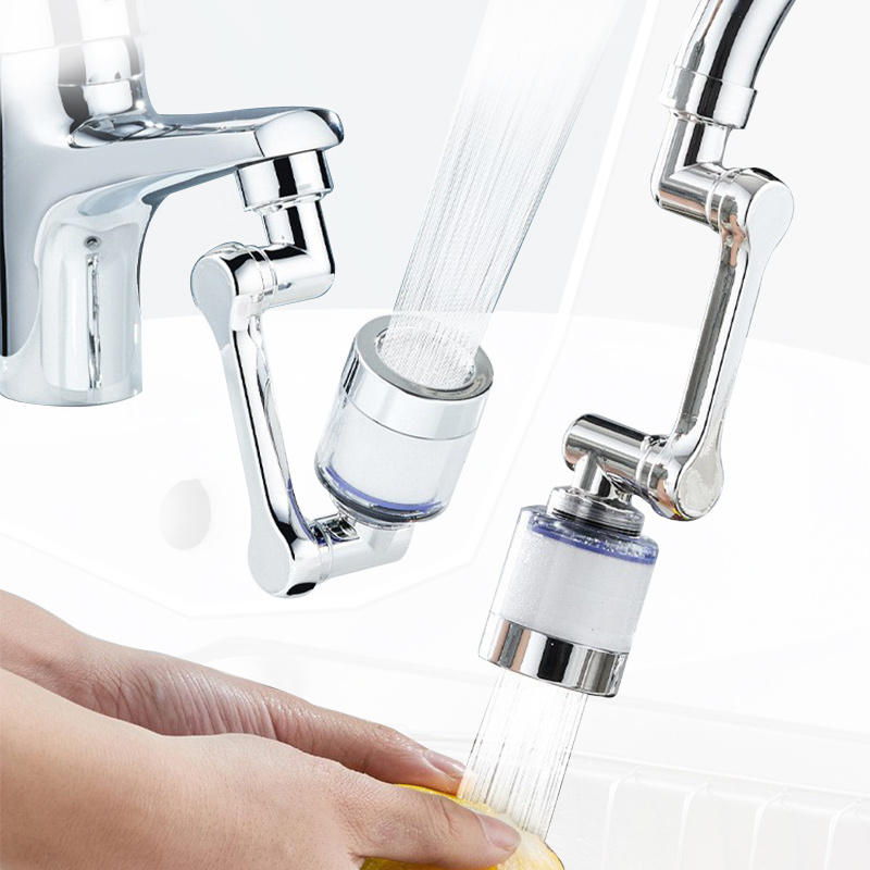 Bathroom Shampoo Anti-Splash Swivel Faucet Extender 1080 Degrees Faucet Aerator Robotic Arm Rotatable Purifier Faucet