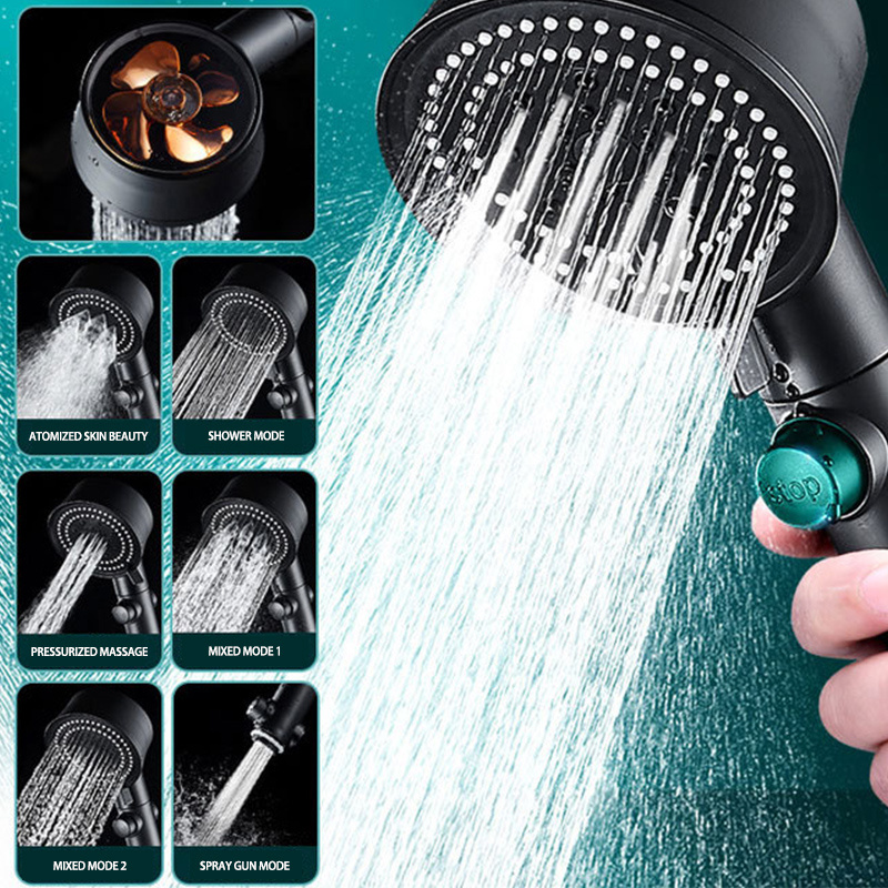 2024 New Luxury Turbocharged Shower Bathroom Six-Speed Filter Shower Head Household Water-Saving Shower