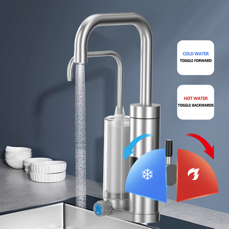 New Upgrade 304 Stainless Steel Kitchen Faucet With Filter Clean Water Purifier Intelligent LED Digital Instant Electric Faucet