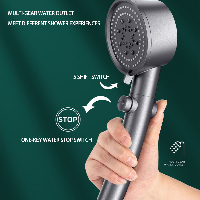 2024 New Luxury Turbocharged Filter Shower Bathroom Spray Showerhead Six-Speed Water-Saving Shower