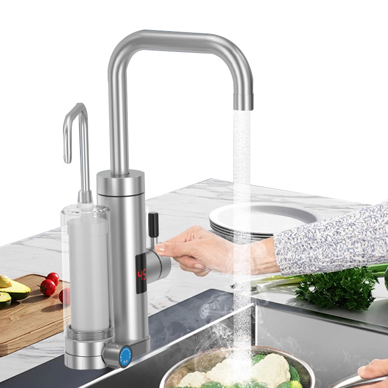 New Upgrade 304 Stainless Steel Kitchen Faucet With Filter Clean Water Purifier Intelligent LED Digital Instant Electric Faucet