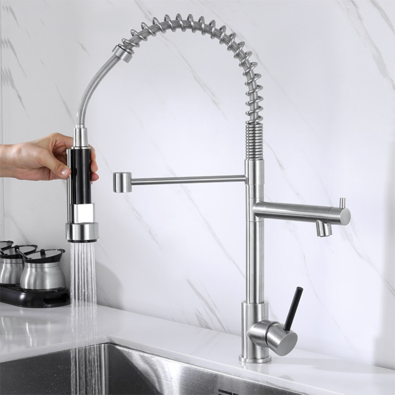 Kitchen Faucet High Arc Kitchen Sink Faucet with Draw-out Spring Nozzle Faucets Mixers Taps