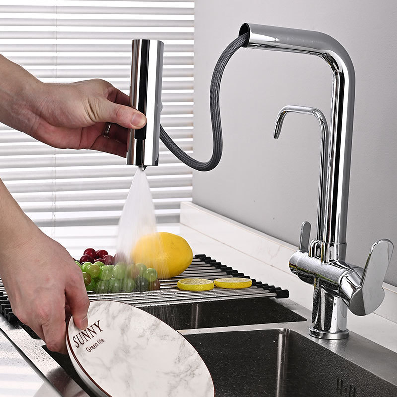 kitchen Clean faucet  water tap modern kichen kitchen taps brass pull out sprayer kitchen mixer sink faucets