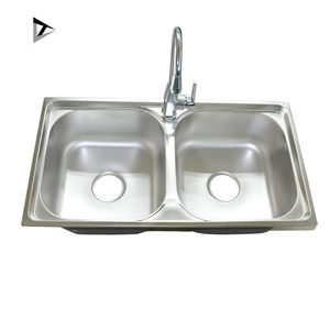 Durable aluminum double bowl multifunction stainless steel kitchen sink