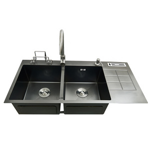 10045 modern double bowl under mount kitchen sink with faucet