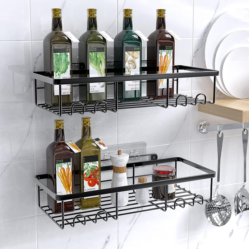 Home Wall Shower Inside Organization  Shower Caddy Shelf Organizer Rack  Self Adhesive Black Bathroom Shelves Basket Rack