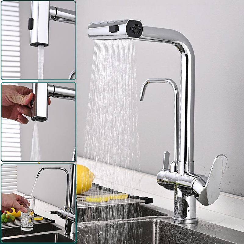 kitchen Clean faucet  water tap modern kichen kitchen taps brass pull out sprayer kitchen mixer sink faucets