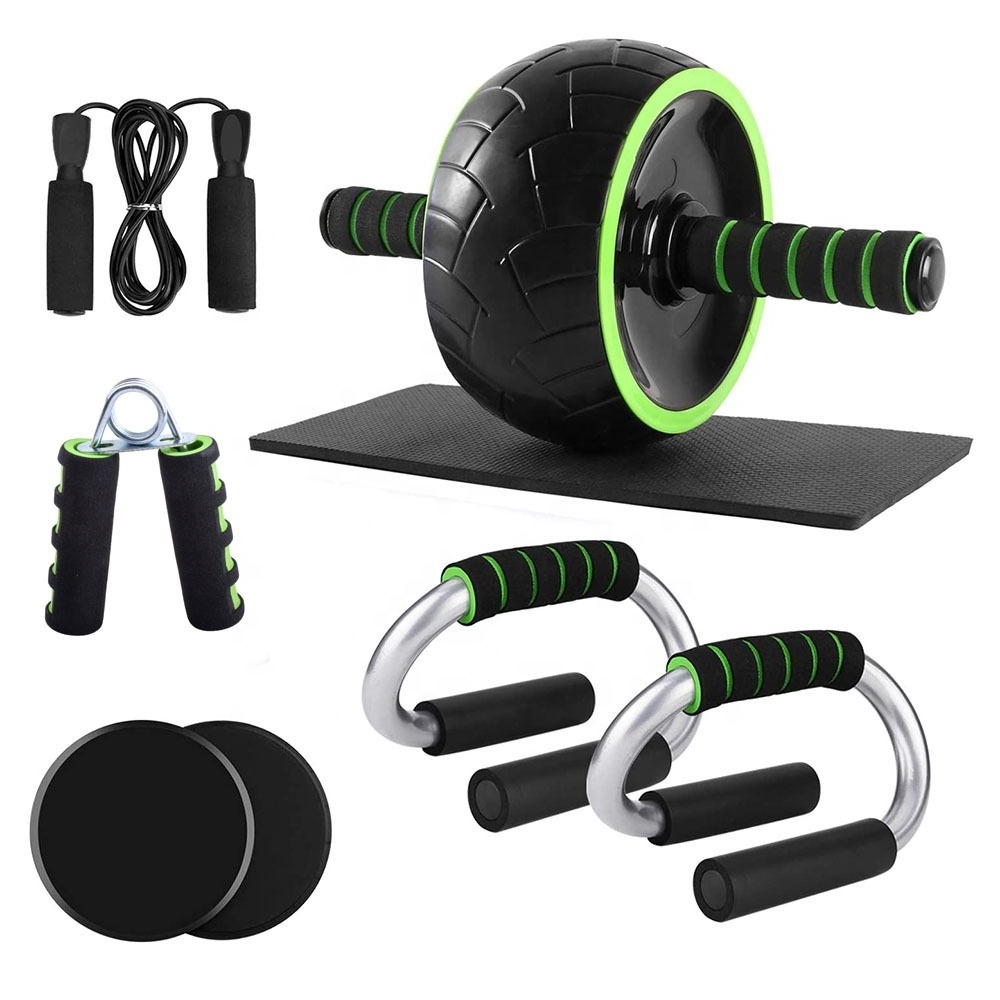 LXY-291 Fitness Kit 5 Sets Equipment Training Abdominal Wheel Set Exercise Wheel Fitness Gym Equipment 5 In 1 Ab Wheel Roller