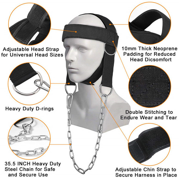 LXY-N099 Weight Lifting Neck Training Head Harness Exercise With Chain Belt