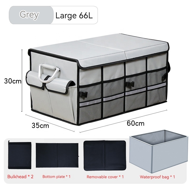 Customized Car Interior Backseat foldable boot organizer With Lid collapsible car trunk  boxes storages with waterproof bag