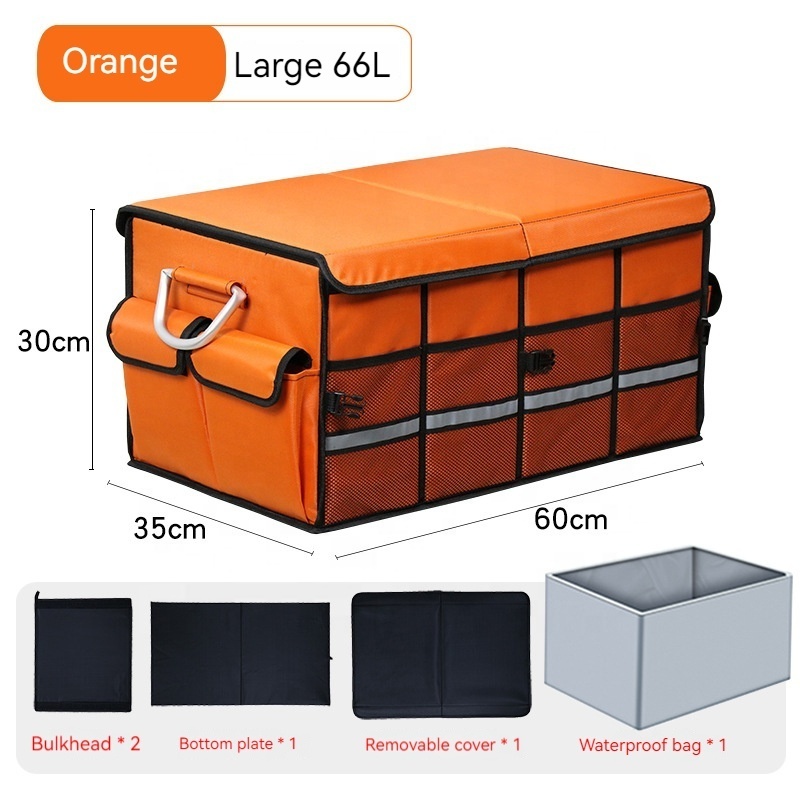 Customized Car Interior Backseat foldable boot organizer With Lid collapsible car trunk  boxes storages with waterproof bag