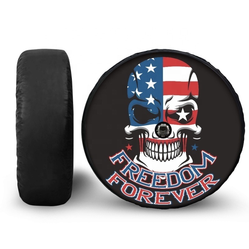 New designs anti slip custom printed cartoon polyester Creative skull tyre protection spare wheel cover car spare tire covers