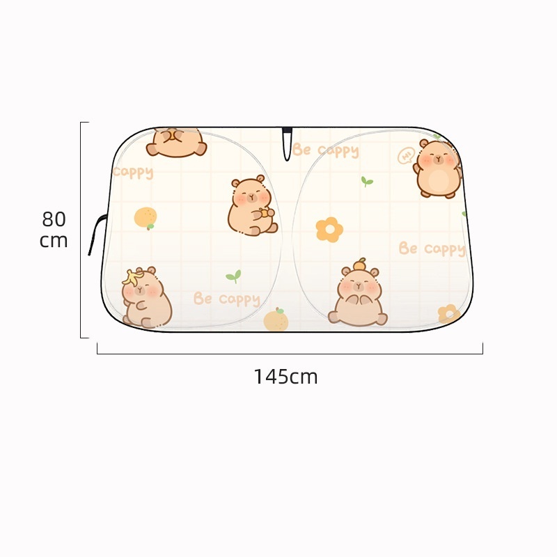 Outdoor car Cartoon front Sunproof umbrella cloth Pink Girly Printing sun shade cover cute CAPIBARA woman block Sunshade covers