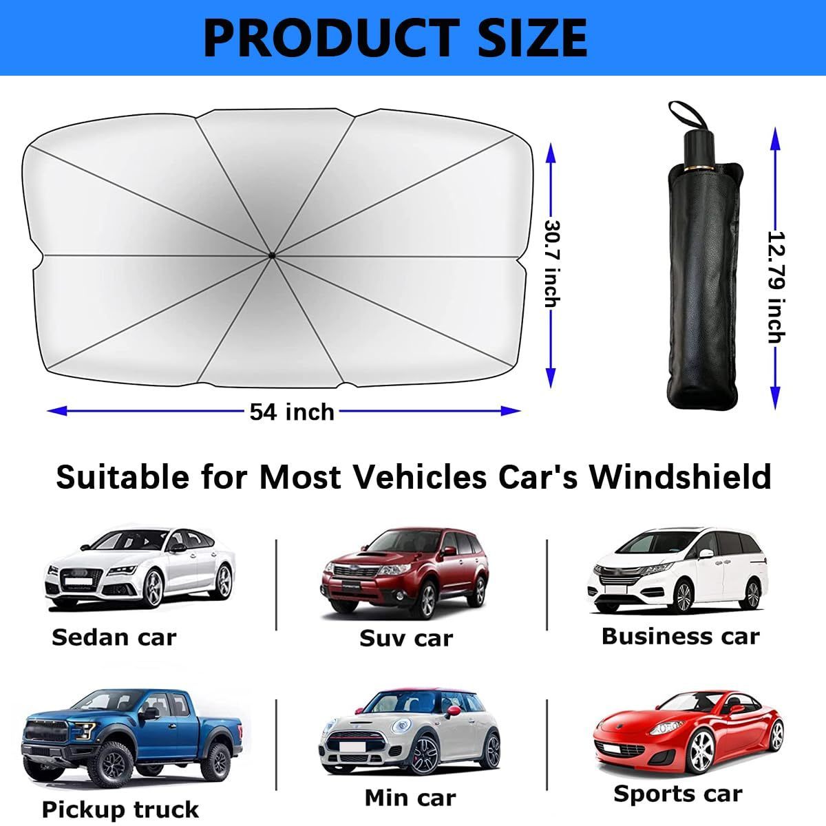 Foldable Titanium Silver Car Sun Shade Windshield Sun Shade Car Front Window Heat Insulation Protection Sun Umbrella for Car