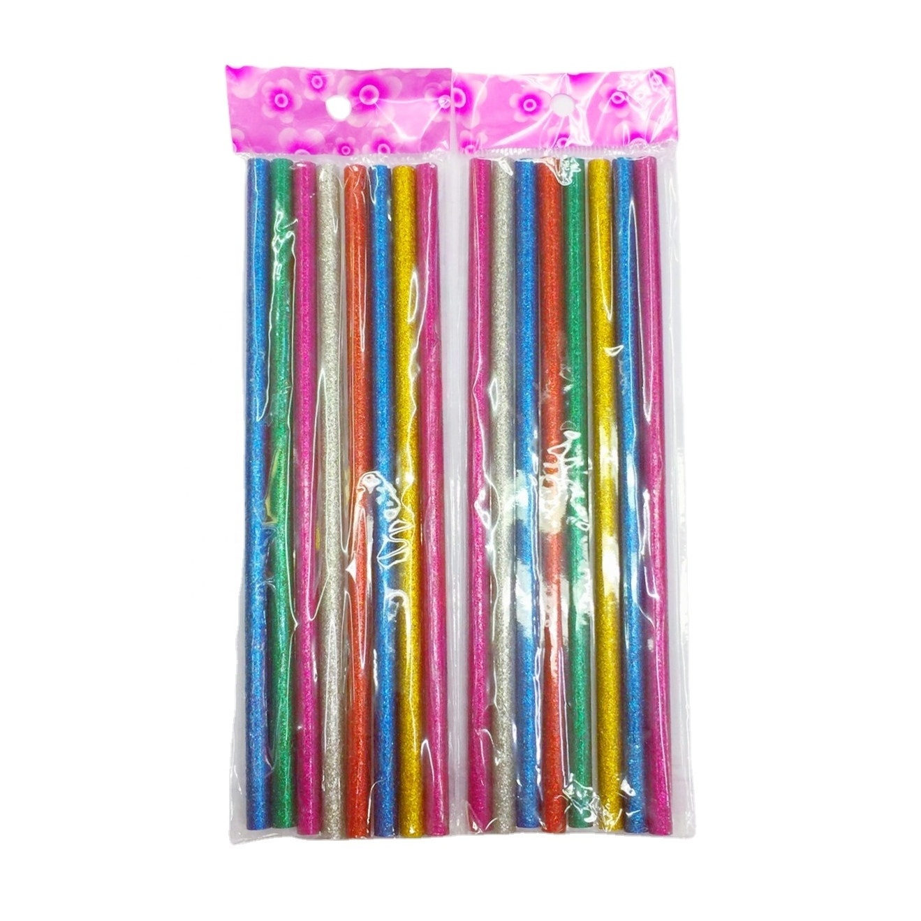 8 pcs/bag glitter silicone glue stick 7mm hot melt glue stick 18cm length golden,silver,purple,green,red,blue