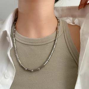 Titanium Steel Bamboo Chain Necklace Ins Hip Hop Chain Clavicle Chain For Women