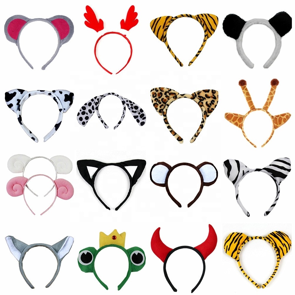 Show cartoon animal plush headdress headband rabbit cat cow tiger sheep Animal Ears Headband for Kids Adults Party