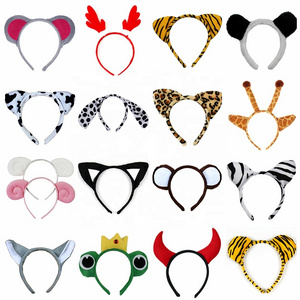 Show cartoon animal plush headdress headband rabbit cat cow tiger sheep Animal Ears Headband for Kids Adults Party