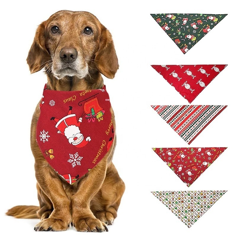 Dog Bandana Christmas Reversible Triangle Bibs Small Medium Large Dogs Cats Pets Pet Scarf Accessories