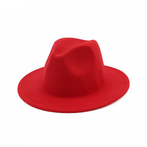 Wholesale Vintage woolen top hats women wool fedora large flat brims cowboy felt hats blanks