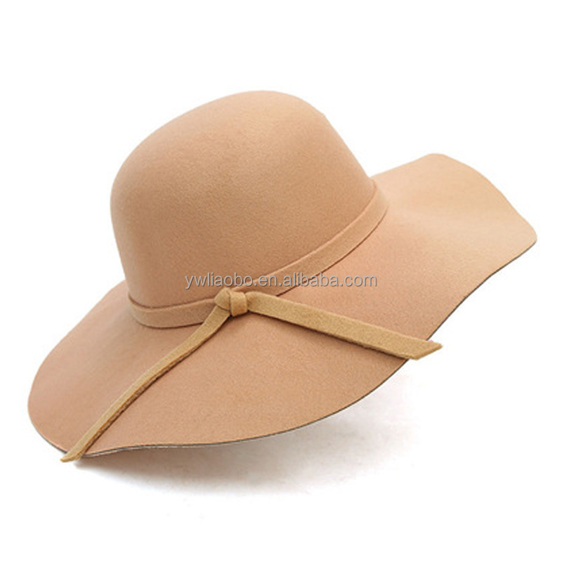 2022 Winter elegant woolen top hat fashion big brim felt hat Wide brim fedora hats women wholesale