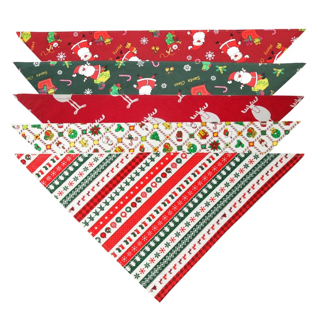 Dog Bandana Christmas Reversible Triangle Bibs Small Medium Large Dogs Cats Pets Pet Scarf Accessories