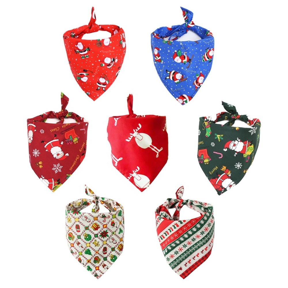 Dog Bandana Christmas Reversible Triangle Bibs Small Medium Large Dogs Cats Pets Pet Scarf Accessories