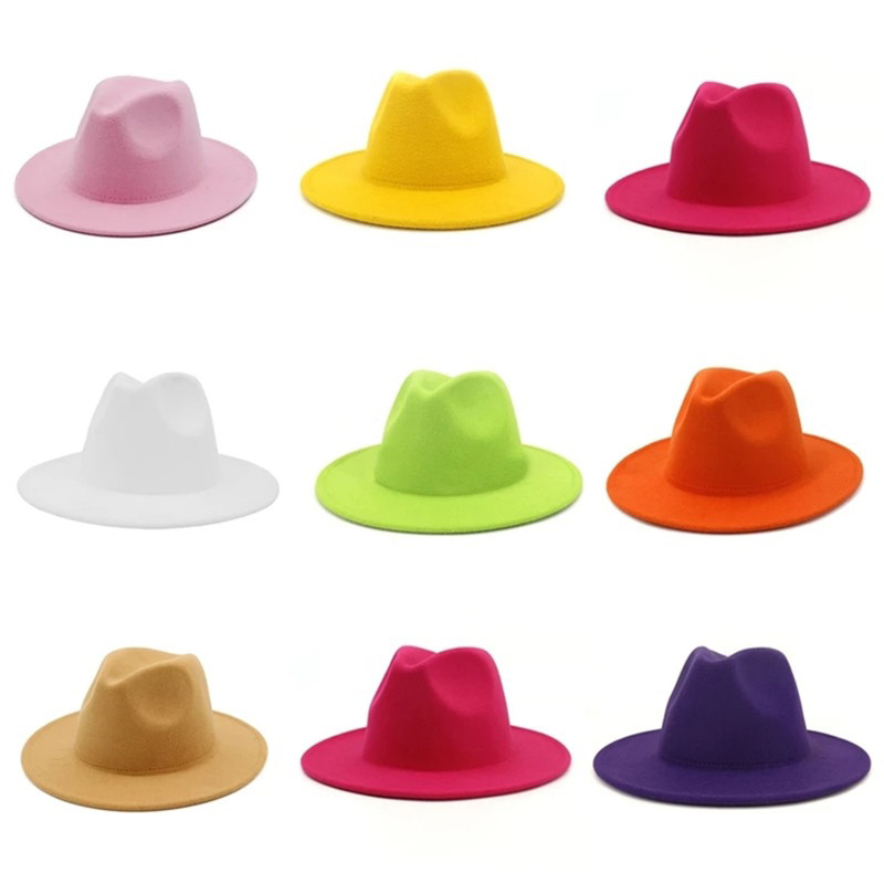 Wholesale Vintage woolen top hats women wool fedora large flat brims cowboy felt hats blanks