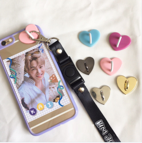 custom Creamy Love Ellipse Quadrupe Mobile Phone Hook with  adhesive sticker