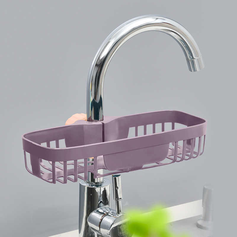 Multifunctional Drain Rack For Vegetable Washing Sponge Brush Storage Perforated Hanging Basket Kitchen Faucet Rack