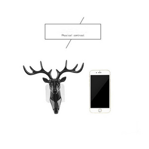 Animal Deer Head Wall Hook Black Creative Antler Home Decoration Resin Hook For Key Personality plastic hook