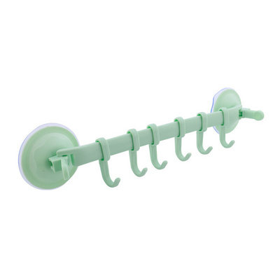 Strong suction cup six hook free punching toilet bathroom towel hanging rack hanging clothes plastic hook