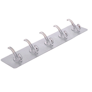 Wholesale Kitchen Bathroom Wall Hooks Strong Adhesive Crystal Seamless Multi-Purpose Coat Hat Hook  Row Rail