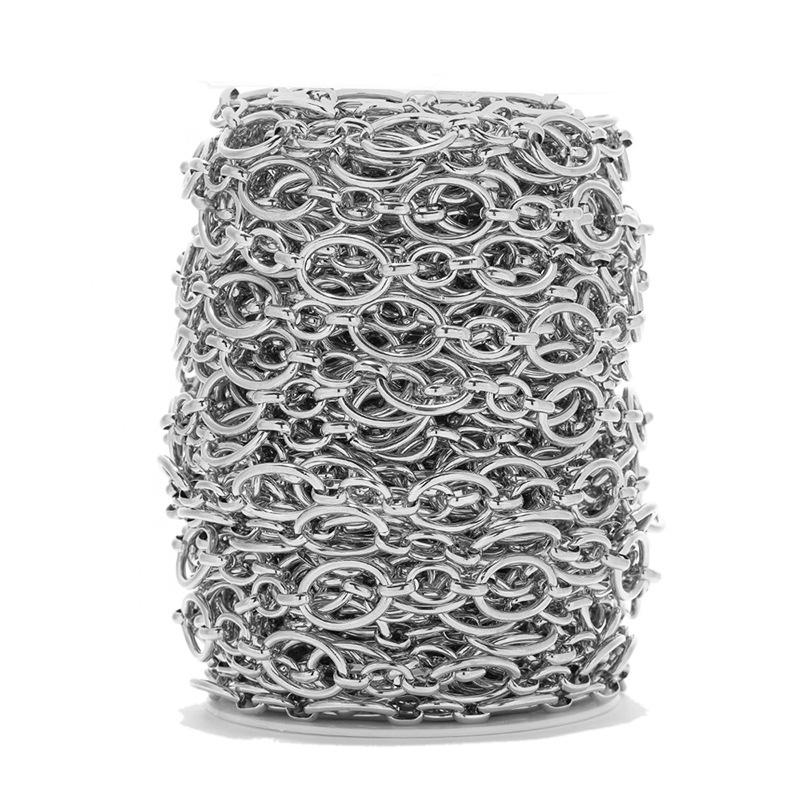 Stainless steel flat chunky O link chain roll silver gold link O chain DIY jewelry findings& components