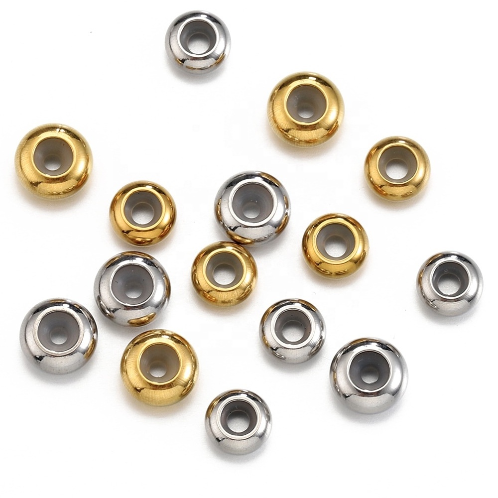 factory Stainless Steel round rubber spacer beads silicone stopper beads jewelry findings