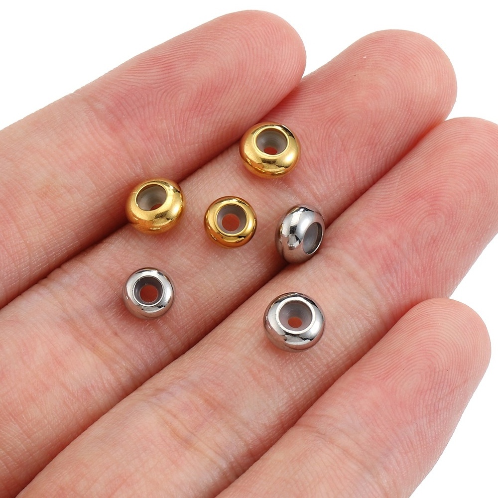 factory Stainless Steel round rubber spacer beads silicone stopper beads jewelry findings