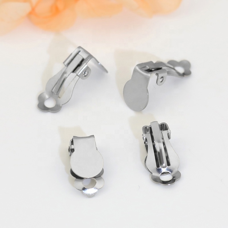 Tarnish free Pad Ear Clips stainless steel Clip On Earring clips Findings Backs Backing Flat Pad DIY Jewelry