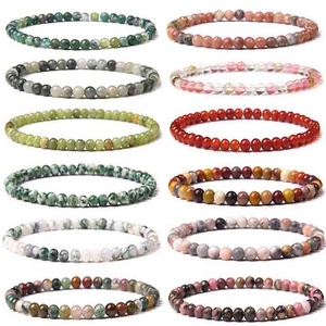 Pure 4mm Various stone Natural stone Beaded Elastic Bracelet BSB250