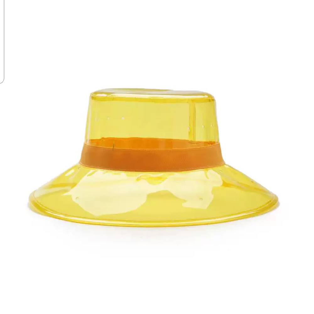 Bucket Hat Caps Women High Street Summer Beach Hat PVC Transparent Sun Visor Waterproof Rain Hat