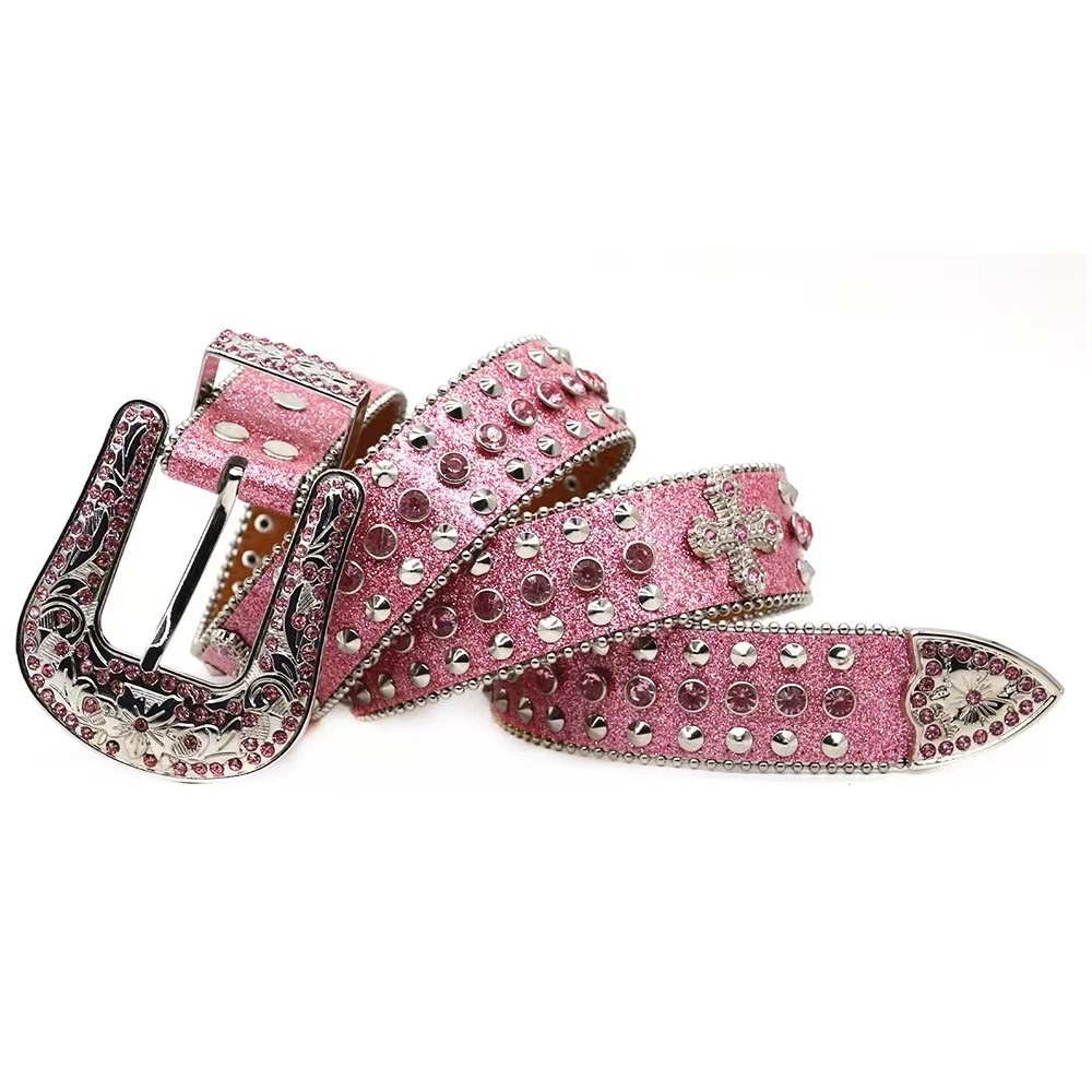 2024 Western Cowboy Rhinestone Belt Bb simon diamond belt Bling Bling diamond belt