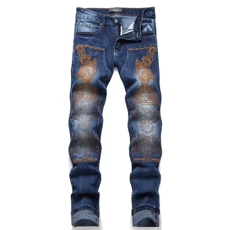 Promotional High Street Men's Ripped Slim Denim Trousers Mixed With  Small Legs Destroyed Jeans Men Vestidos En Jean