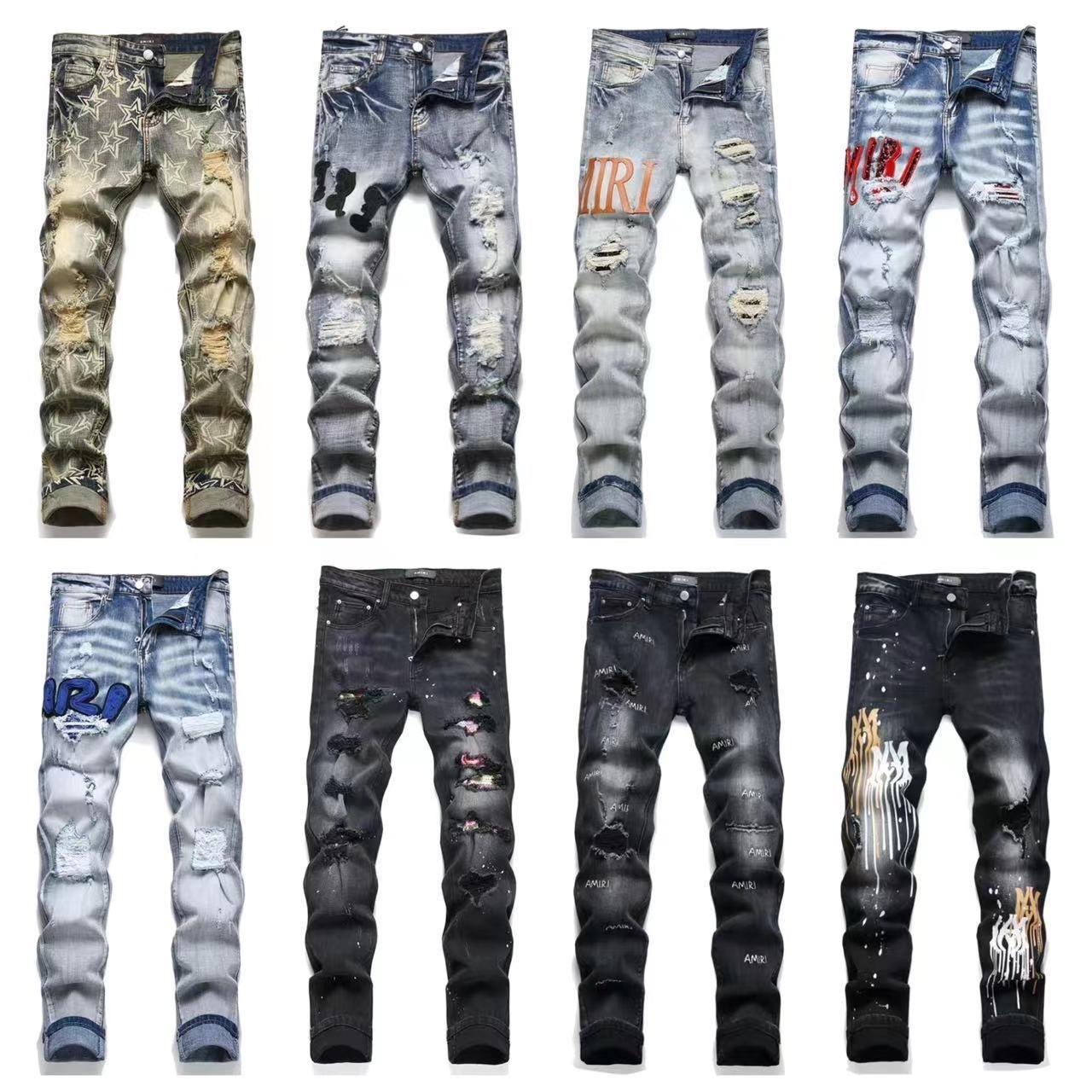 Promotional High Street Men's Ripped Slim Denim Trousers Mixed With  Small Legs Destroyed Jeans Men Vestidos En Jean