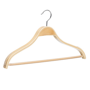 LEEKING Customized logo high quality wooden suit hanger wide shoulder non-slip coat hangers with pants pole