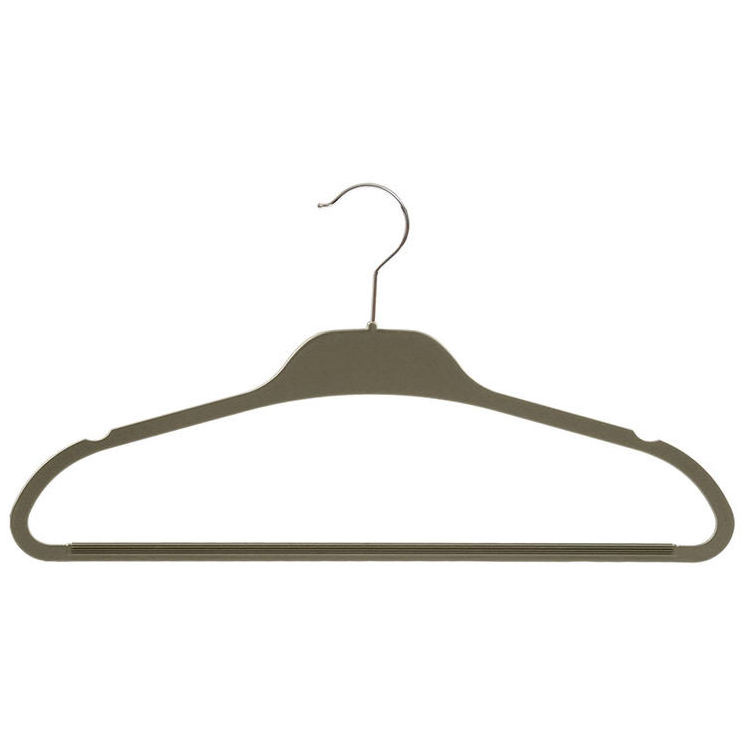 LEEKING High quality custom LOGO multifunctional gray anti slip flocking hanger velvet plastic bendable hanger